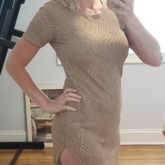 Womens gold sparkle mini dress - Picture 4 of 4